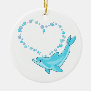 Dolphin Heart Ceramic Ornament
