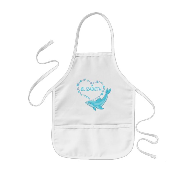 Dolphin Heart Personalized Kids Apron (Front)