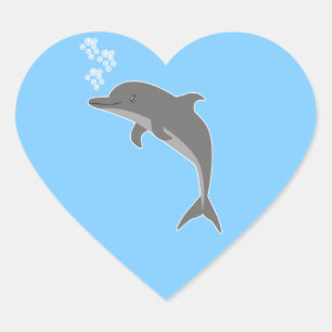 Dolphin Heart Sticker
