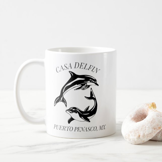 Dolphin House Beach STR Rental Home  Coffee Mug (With Donut)