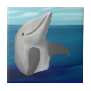Dolphin Hug Ceramic Tile