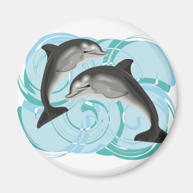 Dolphin illustration magnet (Front)