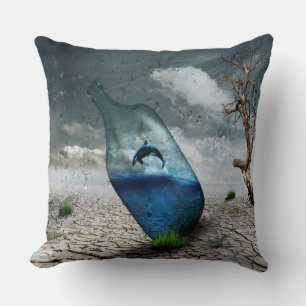 Dolphin In A Bottle Throw Pillow