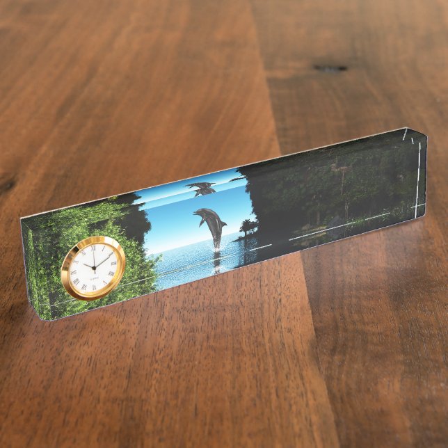 Dolphin in a hidden cave nameplate (Side)