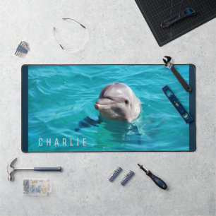 Dolphin in Blue Water Photo Desk Mat