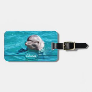 Dolphin in Blue Water Photo Luggage Tag