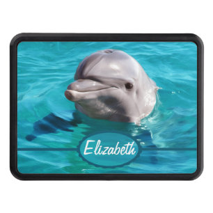 Dolphin in Blue Water Photo Trailer Hitch Cover