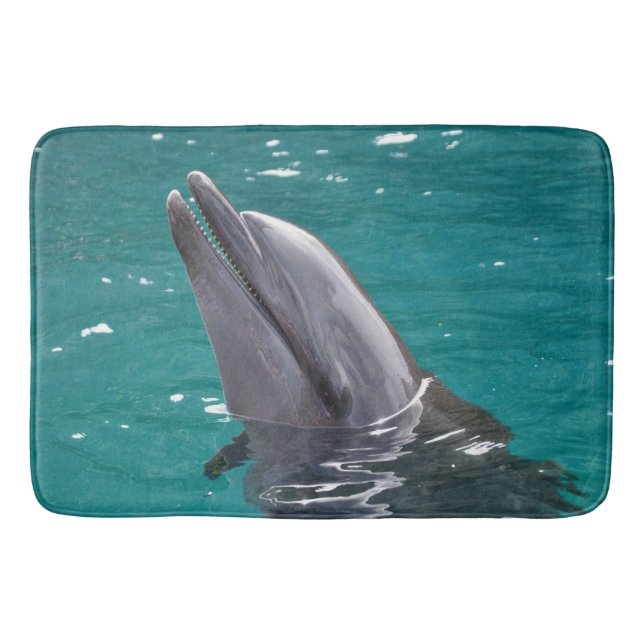 Dolphin In Green Bath Mat (Front)