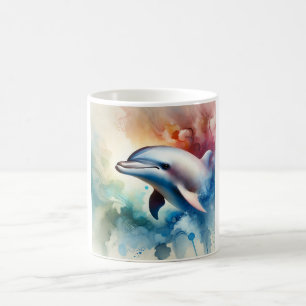 Dolphin in Serene Waters 170724AREF152 - Watercolo Coffee Mug