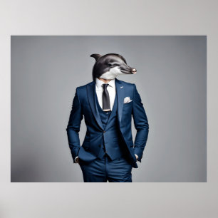 Dolphin in suit poster