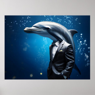 Dolphin in suit poster
