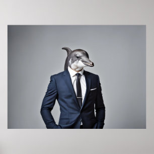 Dolphin in suit poster