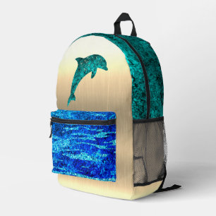 Dolphin in the sea, sparkling printed backpack