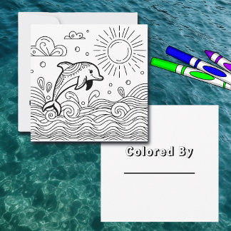 Dolphin in the Waves | Kid's Colouring Page