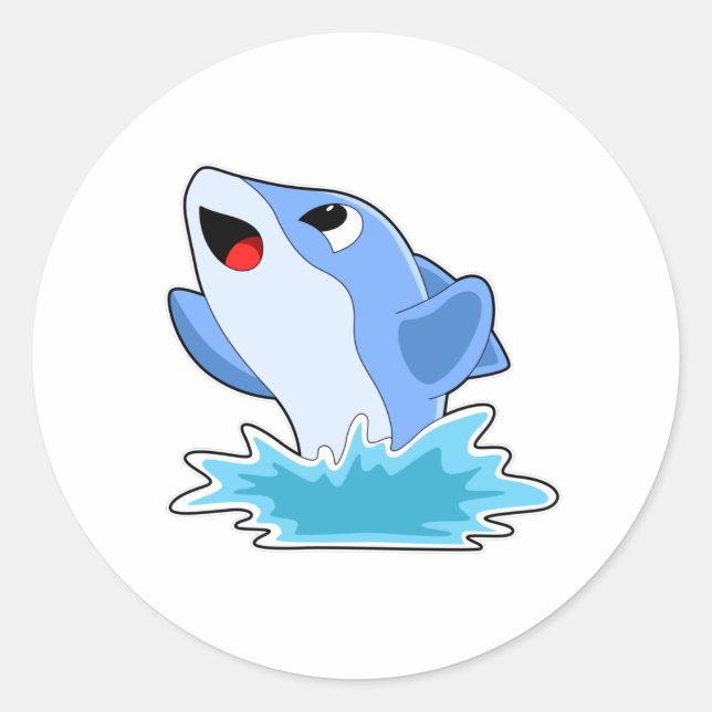 Dolphin in Water Classic Round Sticker (Front)