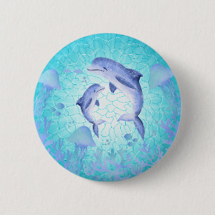 Dolphin, Jellyfish 2 Inch Round Button