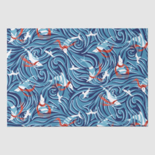 Dolphin Joy Tropical Nautical Christmas/Blue, Red Tissue Paper