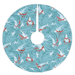 Dolphin Joy Tropical Ocean Nautical Christmas Brushed Polyester Tree Skirt