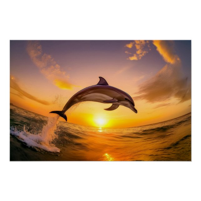 Dolphin Jumping and Splashing Poster (Front)