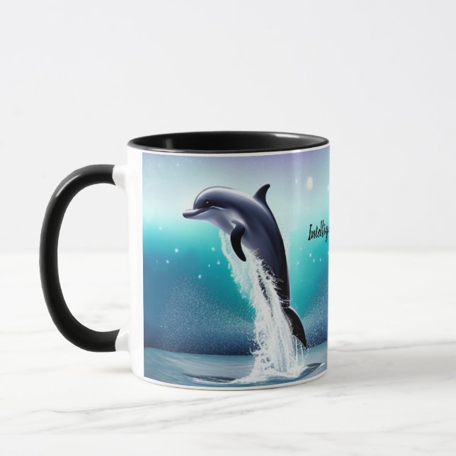 Dolphin Jumping In The Ocean Coffee Mug (Left)
