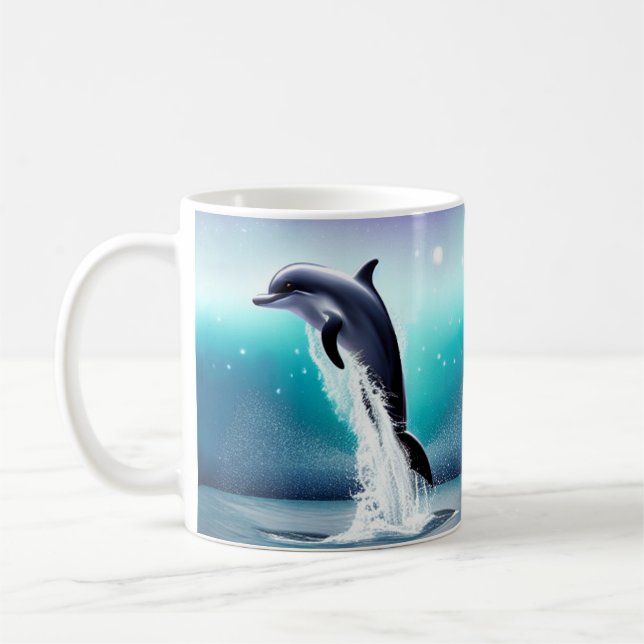 Dolphin Jumping In The Ocean Coffee Mug (Left)