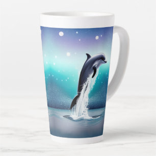 Dolphin Jumping In The Ocean Latte Mug