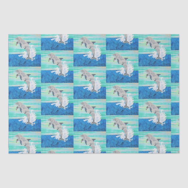 Dolphin Jumping Ocean Splash Tropical Sea Life Tissue Paper (Front)