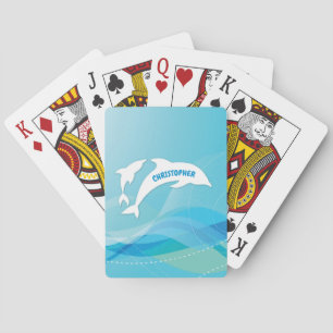 Dolphin Leaping in Ocean Personalized Playing Cards