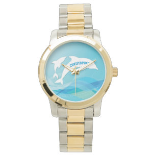 Dolphin Leaping in Ocean Personalized Watch