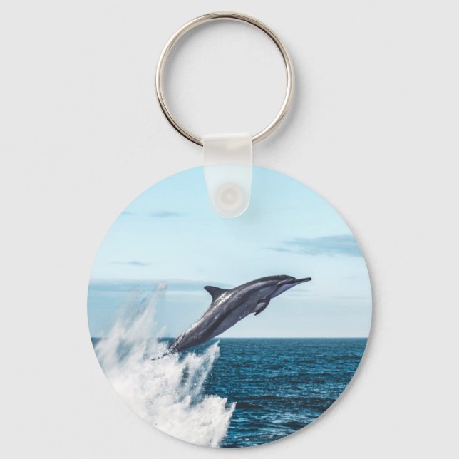 Dolphin leaping out of the ocean keychain (Front)
