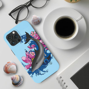 Dolphin Lotus Flowers Cherry Blossoms iPhone 13 Pro Max Case