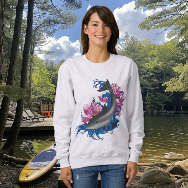Dolphin Lotus Flowers Cherry Blossoms Sweatshirt (Creator Uploaded)