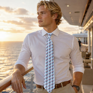 Dolphin Lotus Flowers Cherry Blossoms Tie