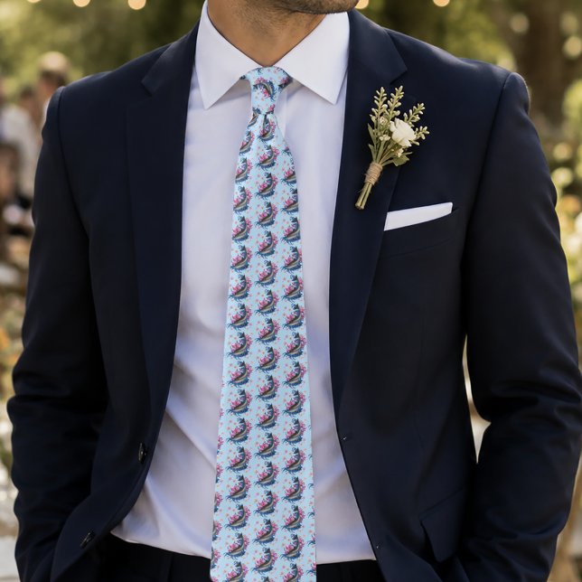 Dolphin Lotus Flowers Cherry Blossoms  Tie (Creator Uploaded)