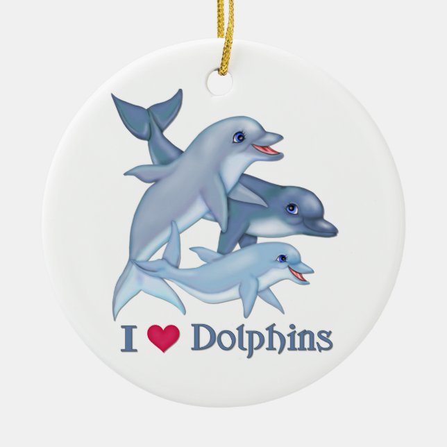 Dolphin Love Ceramic Ornament (Front)
