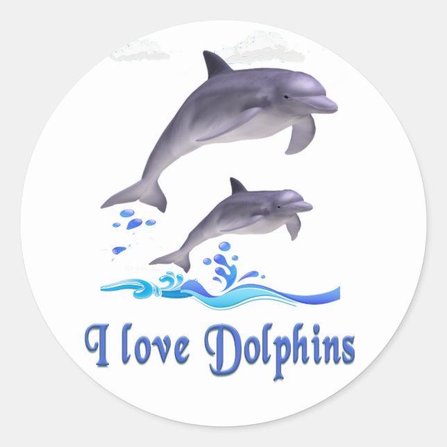 Dolphin Love Classic Round Sticker (Front)