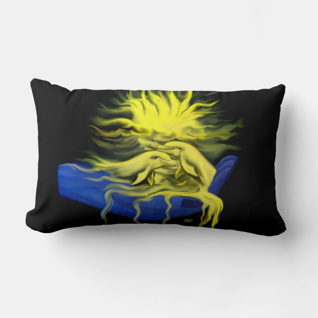 Dolphin Love Lumbar Pillow (Front)