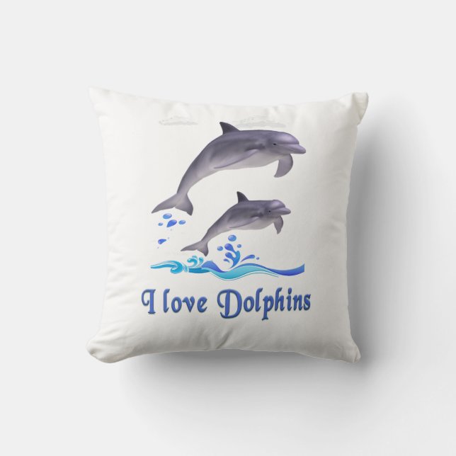 Dolphin Love Throw Pillow (Front)