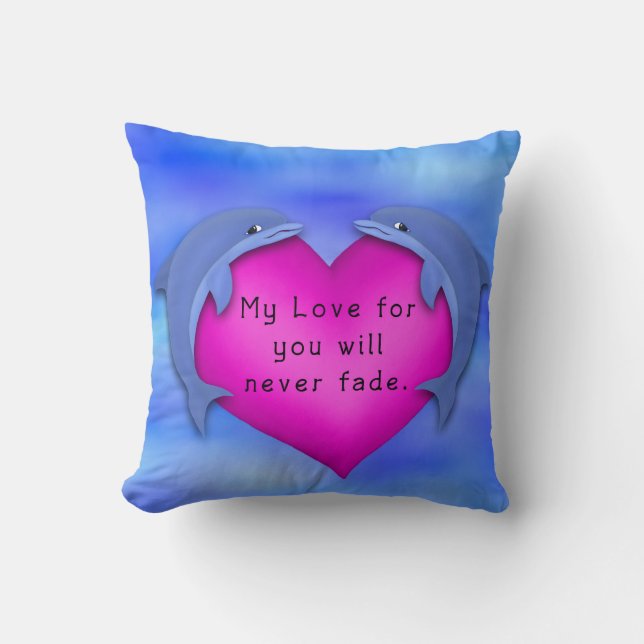 Dolphin Love Throw Pillow (Front)