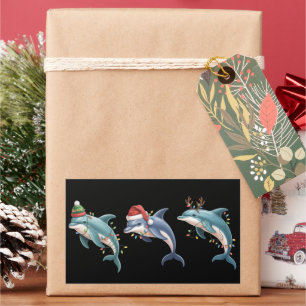 Dolphin Lover Christmas Santa Hat Xmas Sticker