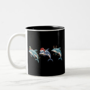 Dolphin Lover Christmas Santa Hat Xmas Two-Tone Coffee Mug