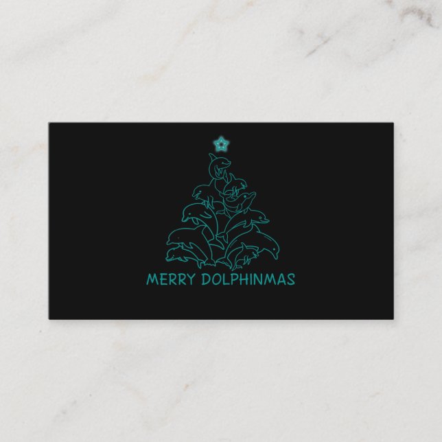 Dolphin Lover Gift| Dolphin Merry Christmas Tree Business Card (Front)
