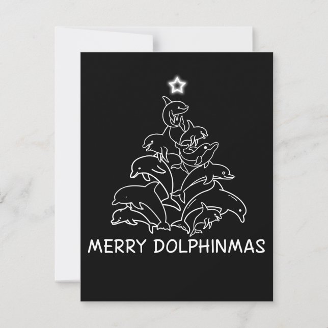 Dolphin Lover Gift| Dolphin Merry Christmas Tree Thank You Card (Front)