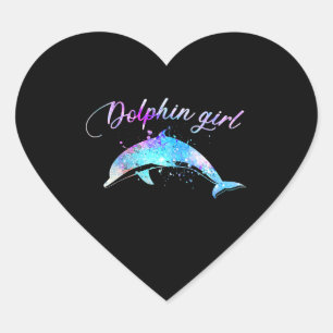 Dolphin Lover Gift Galaxy Dolphin Girl Heart Sticker
