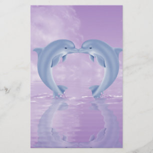 DOLPHIN LOVER GIFT PURPLE BACKGROUNDS STATIONERY