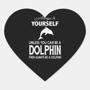 Dolphin Lover Gift Vintage Cute Dolphin Lover Heart Sticker