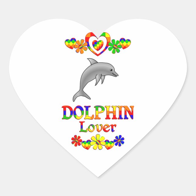 Dolphin Lover Heart Sticker (Front)