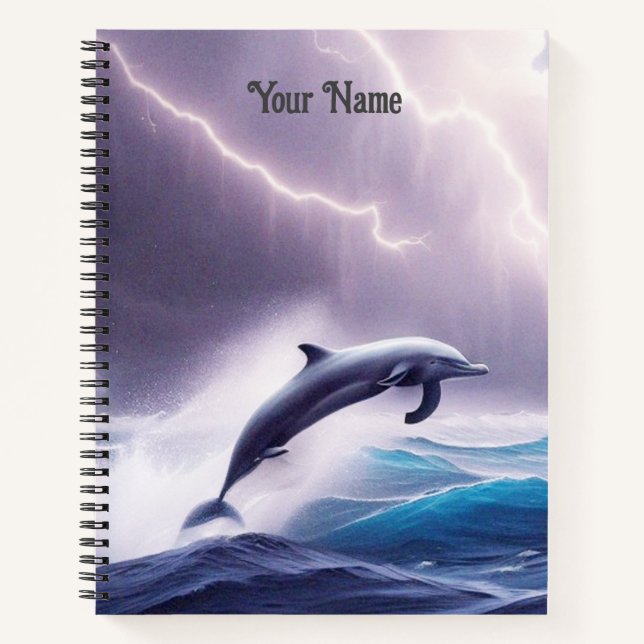Dolphin Magic in a Stormy Sea: A Captivating Scene Notebook (Front)