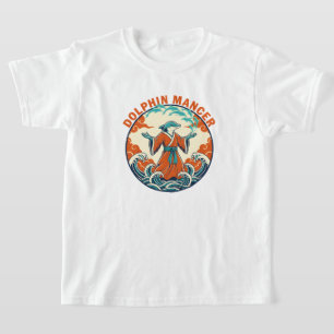 Dolphin Mancer Ocean Magic Japanese Retro Art T-Shirt
