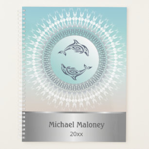 Dolphin Mandala Silver Turquoise Personnalisé Nau